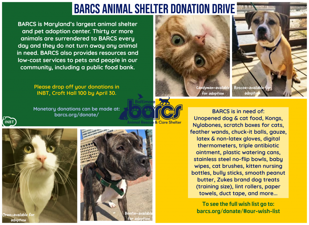 Barcs Animal Shelter Donation Drive – Johns Hopkins Institute For 