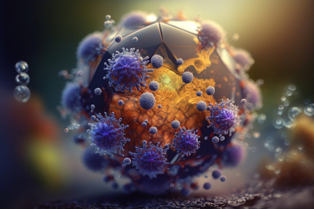 Microscopic view of lipid nanoparticle structure